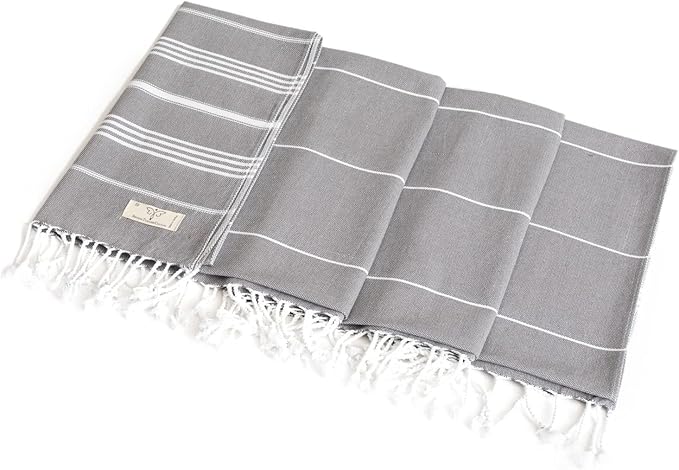 SMYRNA TURKISH COTTON Beach Blanket – Sand-Free Oversized Beach Throw 50x60 – Quick-Dry Lightweight Turkish Towel for Beach, Pool, Picnic & Outdoor Travel – Eco-Friendly Recycled Cotton, Dark Gray