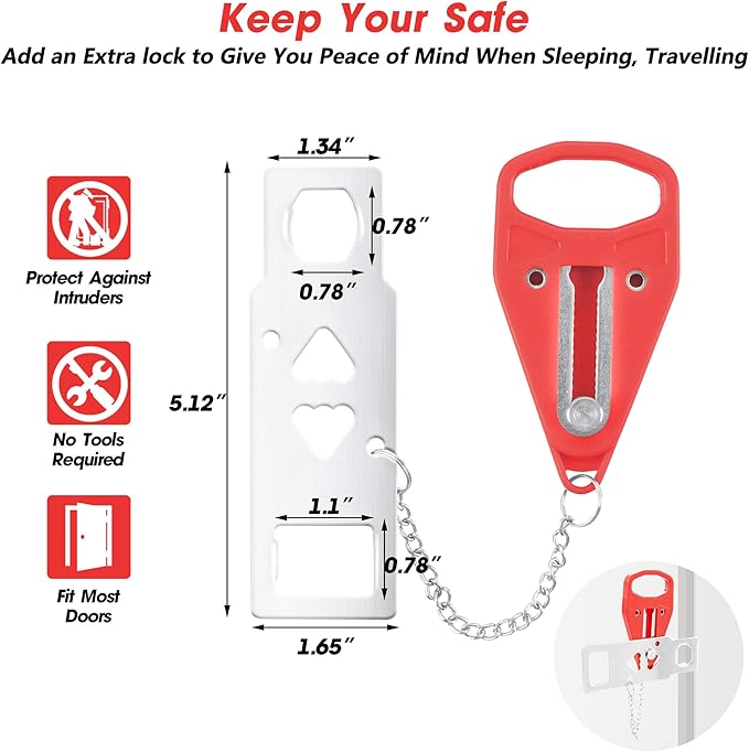 AceMining Portable Door Lock Home Security Door Lock Travel Lockdown Locks for Additional Safety and Privacy Perfect for Traveling Hotel Home Apartment College