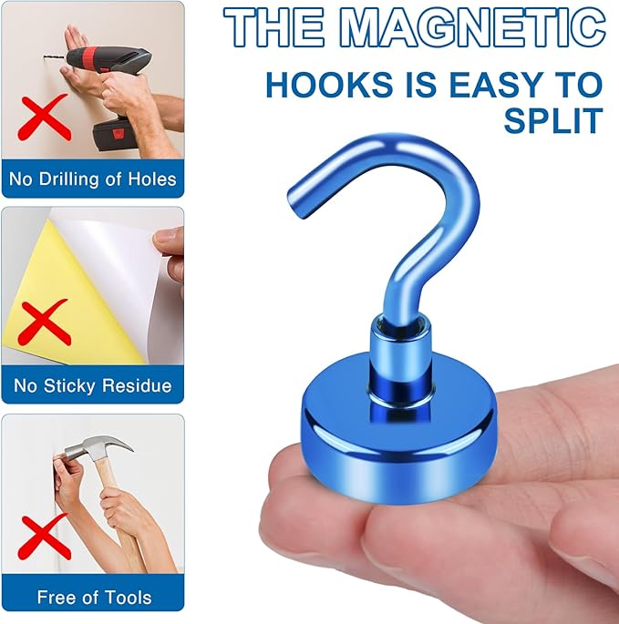 LOVIMAG Magnetic Hooks for Cruise Cabins, 120LBS Cruise Essentials Must Haves, Cruise Magnets, Magnetic Key Holder, Strong Magnetic Hooks for Hanging, Fridge, Grill -12 Pack
