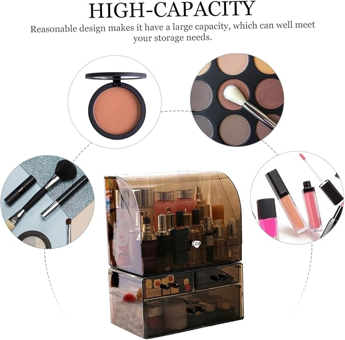 Simple Makeup Storage Box Cover Large Acrylic Cosmetic Organizer for Sundries and Accessories Design for Home Office and Vanity