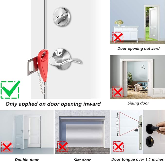 AceMining Portable Door Lock Home Security Door Lock Travel Lockdown Locks for Additional Safety and Privacy Perfect for Traveling Hotel Home Apartment College