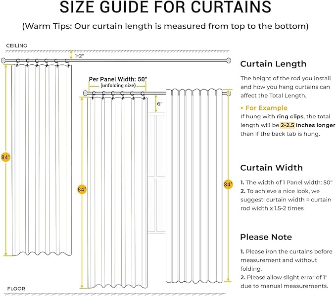 INOVADAY 100% Blackout Curtains for Bedroom, Black Out Curtains 84 Inch Long, Clip Rings Linen Blackout Drapes, Thermal Insulated Room Darkening for Living Room, 2 Panels - Ruby Red,W50xL84