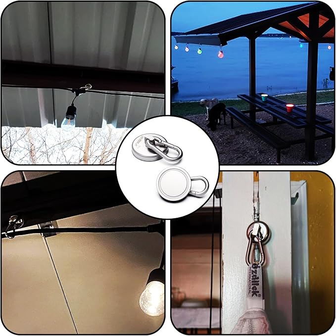 Ant Mag Magnet Hooks Heavy Duty 160LBS Neodymium Magnet with Swivel Carabiner Snap Hook for Indoor/Outdoor Hanging Bag Kitchen Garage Cruise Ship (2 Pack)
