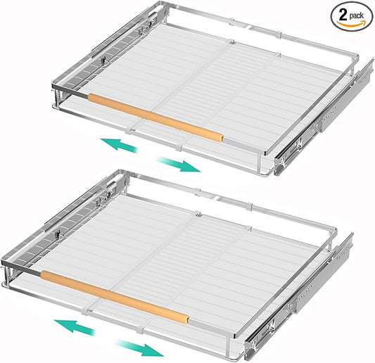 iPEGTOP 2 Pack Pull Out Cabinet Drawer Shelf Organizer, Extendable Sliding Slide Out Pantry Shelves Storage Heavy Duty for Kitchen Cabinets Under Sink, Adjustable Width 23.1~39.9" W x 22.4" D