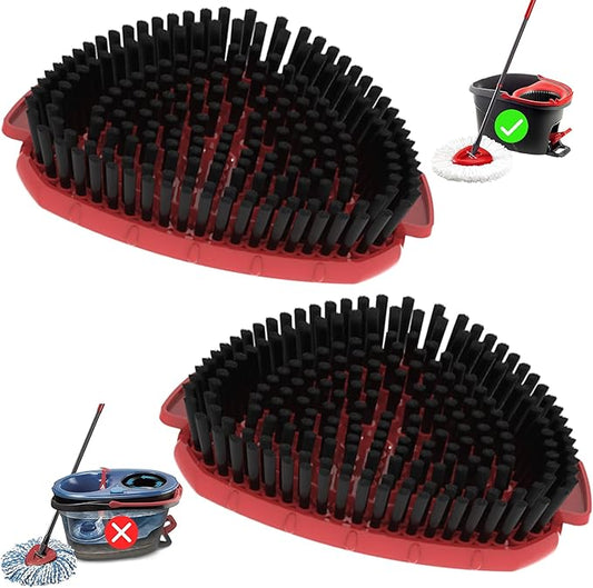 Aifacay 2-Pack Upgraded Scrub Brush Heads for O-Cedar EasyWring Spin Mop, Full-Bristle Heavy-Duty Replacement Mop Brush Attachments Compatible with 1-Tank Spin Mop Set for Deep House Cleaning