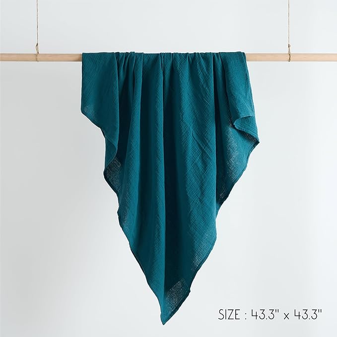 Meracorallo Muslin Swaddle Blanket, 100% Cotton Receiving Blanket Soft and Breathable Swaddle Wrap for Baby Boys and Girls, Teal Blue