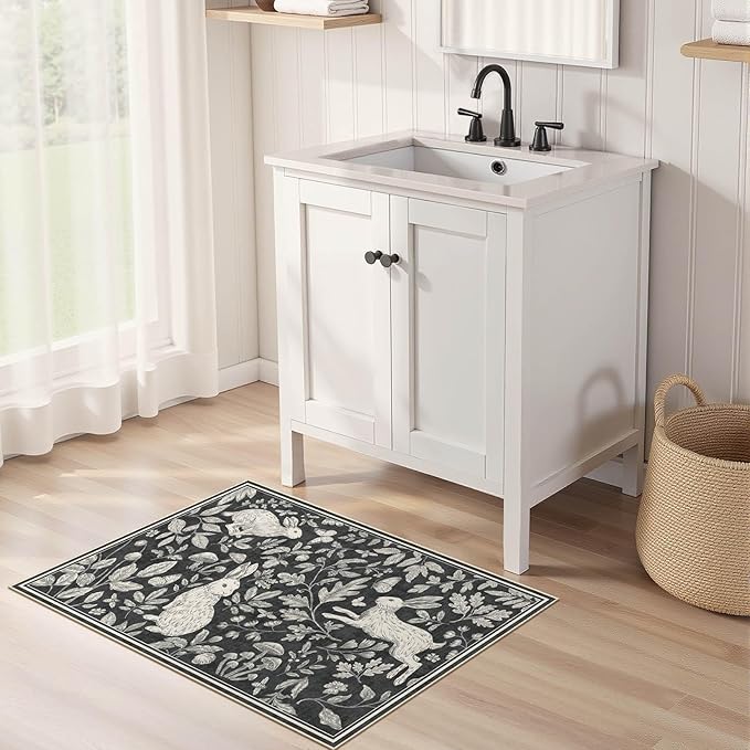 Vintage Living Room Area Rug 2x3 - Large Soft Washable Oriental Traditional Distressed Farmhouse Rugs for Bedroom - Indoor Floor Accent Carpet for Home Office House Decor -Easter Dark Gray