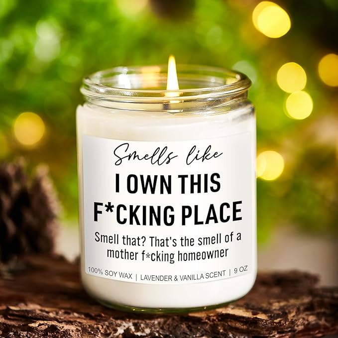 Funny Scented Candle, House Warming Gifts New Home, Housewarming Gifts for Women, Men, Couple, New Homeowner - First Apartment Essentials - Closing Presents for Home Buyers - 9 oz