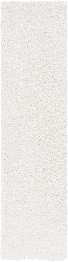 SAFAVIEH Lindsay Shag Collection Runner Rug - 2'2" x 8', Ivory, Solid Design, Plush 1.8-inch Thick, Ideal for High Traffic Areas in Living Room, Bedroom, Dining Room (LNS560A-28)