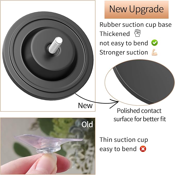 Suction Cup Hooks for Shower, Bathroom, Hanging Towels, Loofah, Robe, Mounting on Shower Glass Doors, Tile, Mirrors, Brushed Nickel, Rubber Suction Cup, 4-Pack