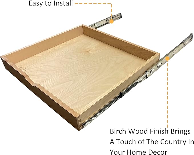 Couver Pull Out Drawers For Cabinets, 15"W x 21"D x 3"H Soft Close Slide Out Wood Shelves Storage Organizer for Kitchen, Finished, Heavy-Duty, Non-Assemble