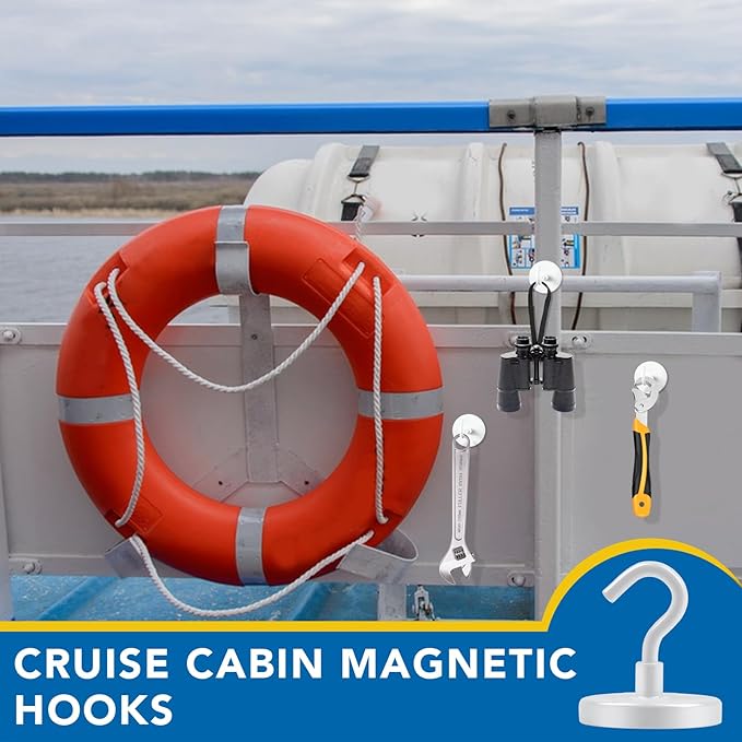 LOVIMAG Magnetic Hooks for Cruise Cabins, 120LBS Cruise Essentials Must Haves, Cruise Magnets, Magnetic Key Holder, Strong Magnetic Hooks for Hanging, Fridge, Grill -12 Pack, White