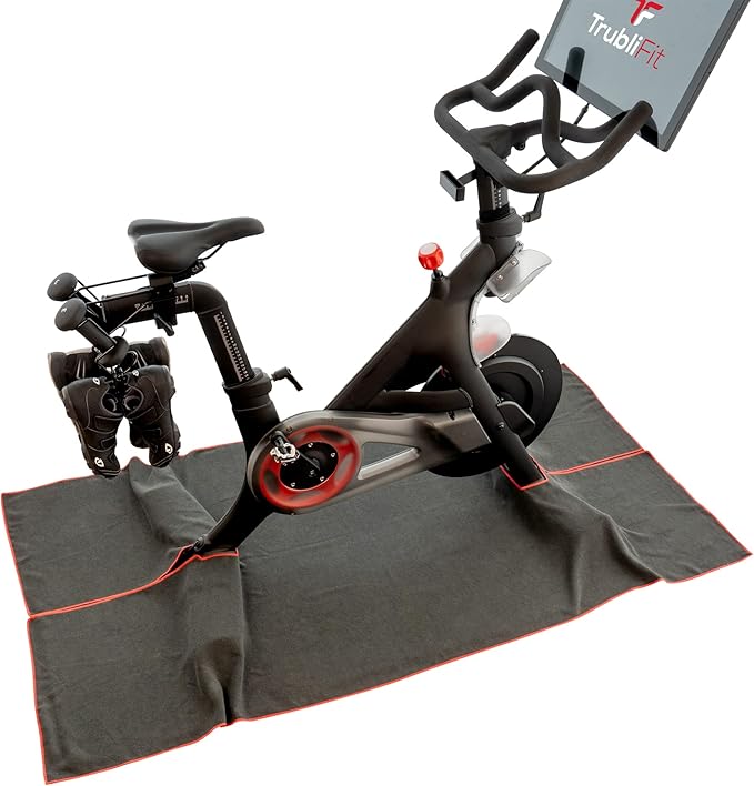 Mat Sweat Towel for the Original Peloton Bike & Bike+ and Cross Training Bike & Bike+, Accessories for Peloton Bike, Washable Mat Towel, Indoor Cycling Floor Mat for Intense Hill Climbs and Workouts