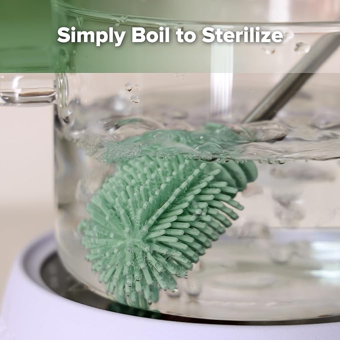 Cleaning Brush Silicone Bottle Brush Double-Ended Soft Silicone Bristles for Breast Pumps, Breast Milk Collectors, Baby Bottles, Teats, Breastmilk Storage Bags, Pea Green-1pk