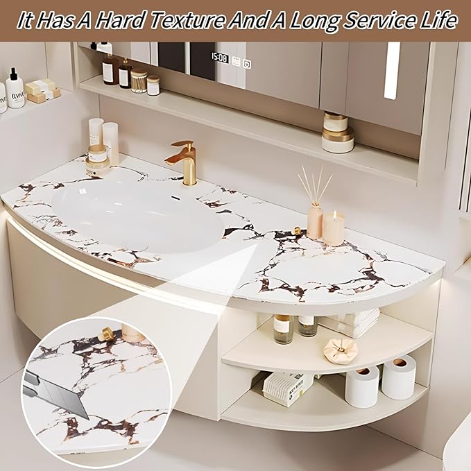 40IN Floating Bathroom Vanity, Wall Mounted Wood Sink Cabinet with Smart Sensor LED Light Strip & Open Style Side Cabinet | LED Lights & Defogging Function, Single Sink Vanities Set (Beige)