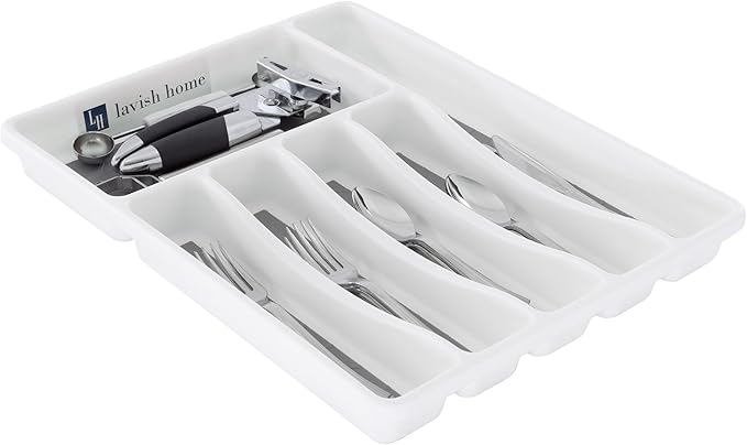 Silverware Drawer Organizer with 6 Sections and Nonslip Tray - For Kitchen Flatware and Cutlery, Office Supplies, and Makeup Products by Lavish Home