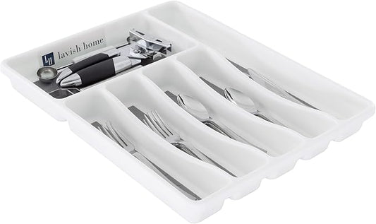 Silverware Drawer Organizer with 6 Sections and Nonslip Tray - For Kitchen Flatware and Cutlery, Office Supplies, and Makeup Products by Lavish Home
