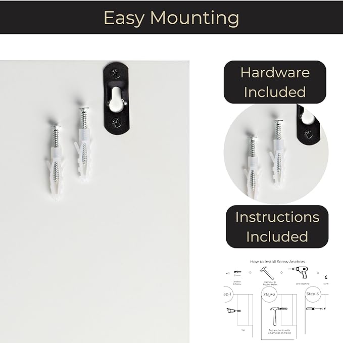 BLU MONACO | Wall Mount Key Holder with Mail Organizer | Wooden Command Center with 3 Hooks and 2-Tier Letter Pockets | Entryway Mail Sorter & Key Rack | White Geometric Wall Organizer for Office Home