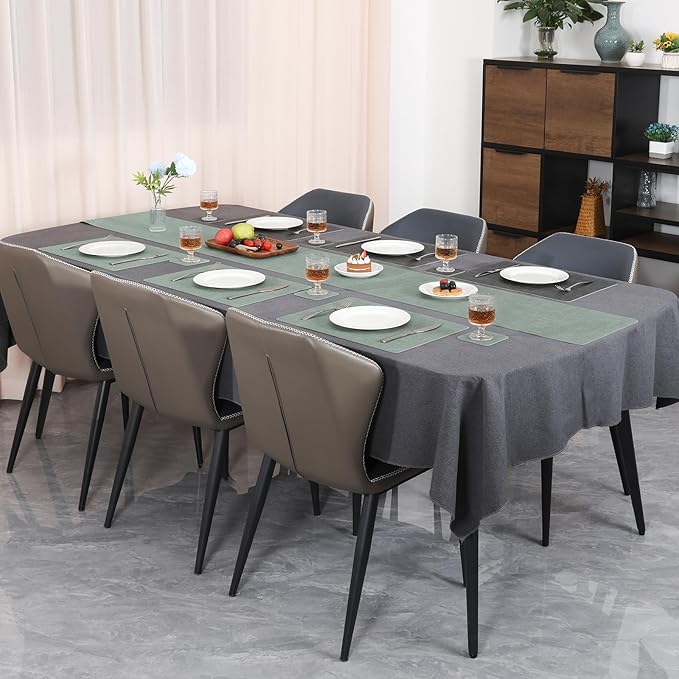 Table Runners 72 Inches Long, Dual-Sided Faux Leather Farmhouse Table Runner Waterproof Heatproof Non-Slip for Living Room Party Home Decor Holiday Decorations(Gray Sage Green, 15 x 72 Inch)