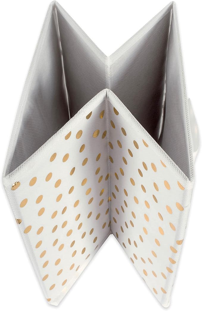 DII Non Woven Polyester Storage Bin, Polka Dot, White & Gold, Large Set of 2