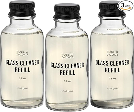 Public Goods Glass Cleaner Refill | Refill Concentrate for Windows, Mirrors, Glass Surfaces | Cruelty Free, Paraben Free, Vegan Friendly | 3 Pack - 24 Oz Diluted