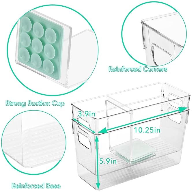 Breastmilk Storage Container with L Shaped Separator Boards, Dividers Will Flatten Standing Breast Milk Bags in Organizer Bins Save Refrigerator Space | 2 Containers-Green