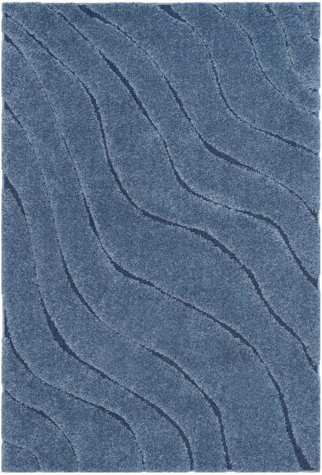 SAFAVIEH Florida Shag Collection Area Rug - 6'7" Square, Light Blue & Blue, Non-Shedding & Easy Care, 1.2-inch Thick Ideal for High Traffic Areas in Living Room, Bedroom (SG472-6065)