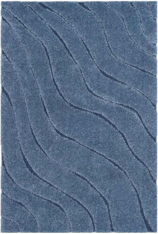 SAFAVIEH Florida Shag Collection Area Rug - 6'7" Square, Light Blue & Blue, Non-Shedding & Easy Care, 1.2-inch Thick Ideal for High Traffic Areas in Living Room, Bedroom (SG472-6065)