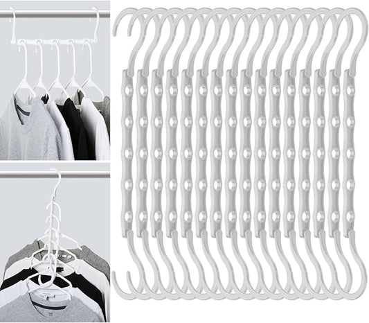 Mr. Pen- Space Saving Hangers for Clothes, 16 pcs, White, Plastic Multi Clothes Hangers Space Saving, 5 Slots, 360° Rotating Hooks