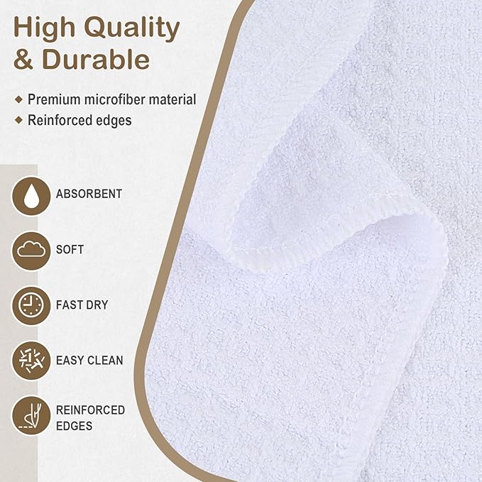 Microfiber Sublimation Blank Towels - Fast Drying Waffle Weave Kitchen Towel, Tea Towel Polyester Dish Towels for Home Decor DIY 16 Inch X 24 Inch 10 Pack White