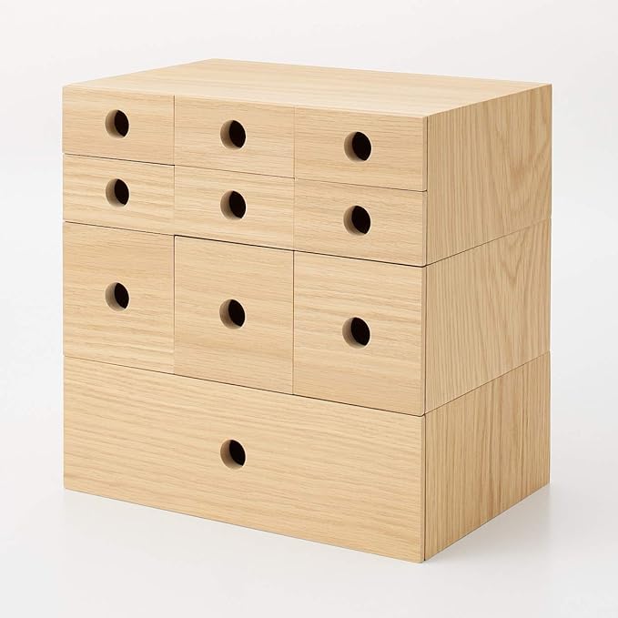 MUJI 82603316 Wooden Accessory Storage, 1 Tier, Approx. Width 9.9 x Depth 6.7 x Height 3.3 inches (25.2 x 17 x 8.4 cm)