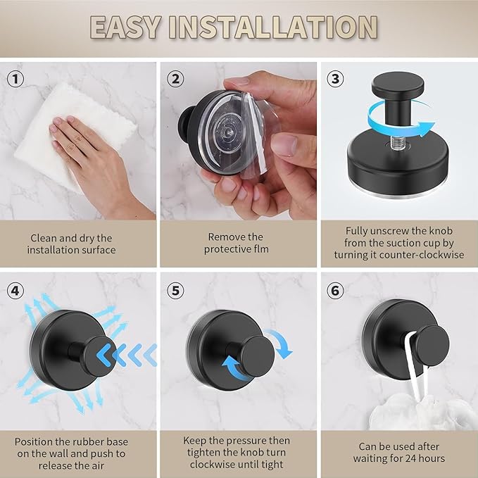 Suction Hooks for Shower, Mirror, Wall, Hanging Towels (Rose Gold, 4 Pieces)