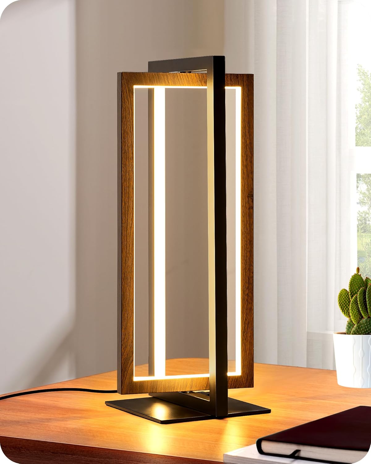 EDISHINE Modern LED Table Lamp, Stepless Dimmable Minimalist Bedside Lamp, MAX 750LM, 3 Color Temperature, Switch Control Nightstand Lamp for Living Room Bedroom, Angle Adjustable