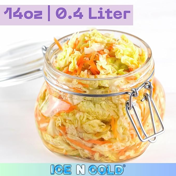 Airtight Glass Storage Jars with Clamp Lid – Food Storage Containers with Rubber Gasket Seal – Pantry & Kitchen Canisters for Dry Goods, Coffee, Sugar, Pasta – 0.4L to 4L Sizes (4, 14oz | 0.4L)