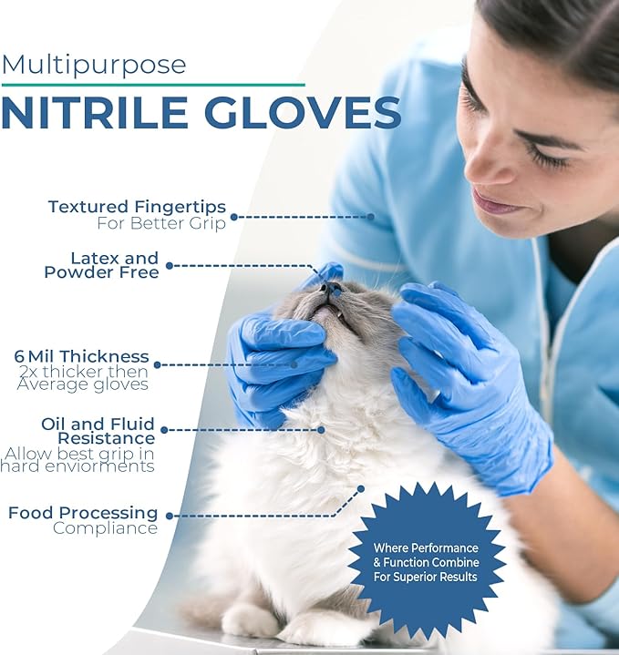 Nitrile Exam Gloves, 4 Mil Thick Chemo-Rated Disposable Gloves, Latex-Free & Powder-Free