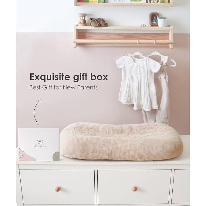 Muslin Baby Cover for Newborn, Soft and Breathable 100% Cotton Lounger Slipcover Neutral, Pack of 2(Caramel)