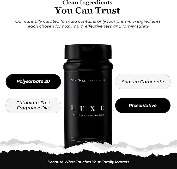 Fragrances - Upholstery Deodorizer (Luxe) 16 Oz - Rug, Couch & Carpet Deodorizer - Vacuuming Powder, Pet Safe Carpet Freshener Powder - Odor Eliminator for Home