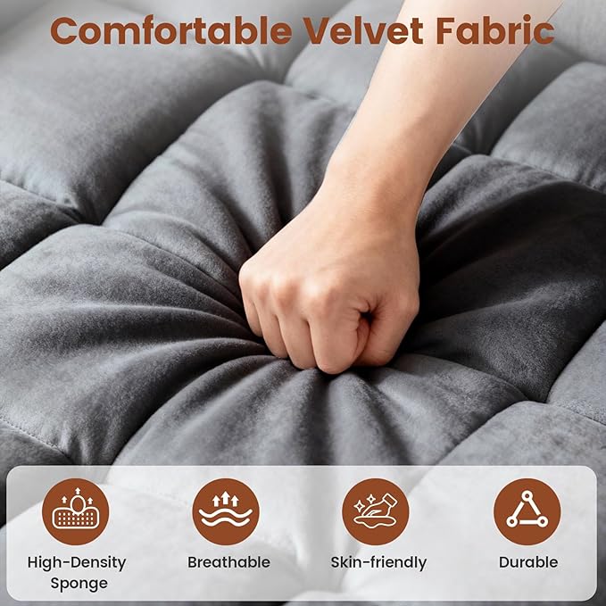 Convertible Sleeper Chair, Pull Out Chair Sleeper with Bracket and Cup Holder, Chairs Bed Sleepers for Adults, 3 in 1 Sofa Bed Chairs for Small Spaces, Living Room, Gray