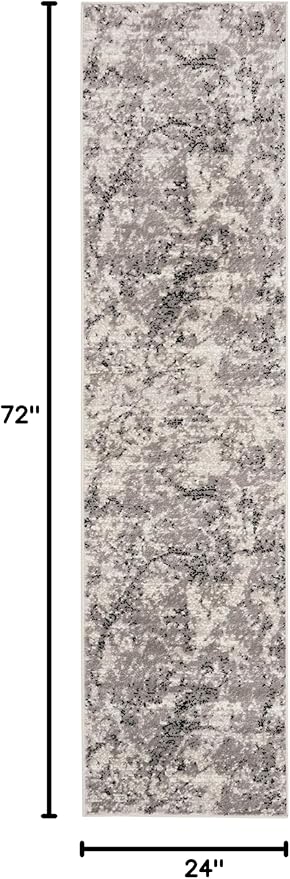 SAFAVIEH Skyler Collection 2' x 6' Grey/Ivory SKY186K Modern Abstract Non-Shedding Living Room Entryway Foyer Hallway Bedroom Runner Rug