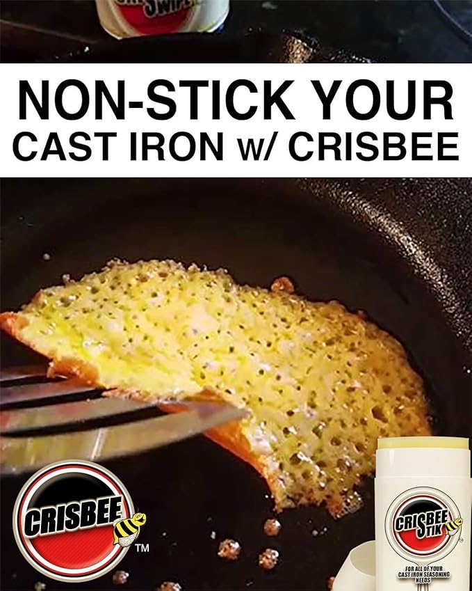 Cast Iron Seasoning Brush Combo - Crisbee Stik & Bamboo Brush - Maintain a Cleaner Non-Stick Skillet - Perfect for Cast Iron and Carbon Steel Cookware