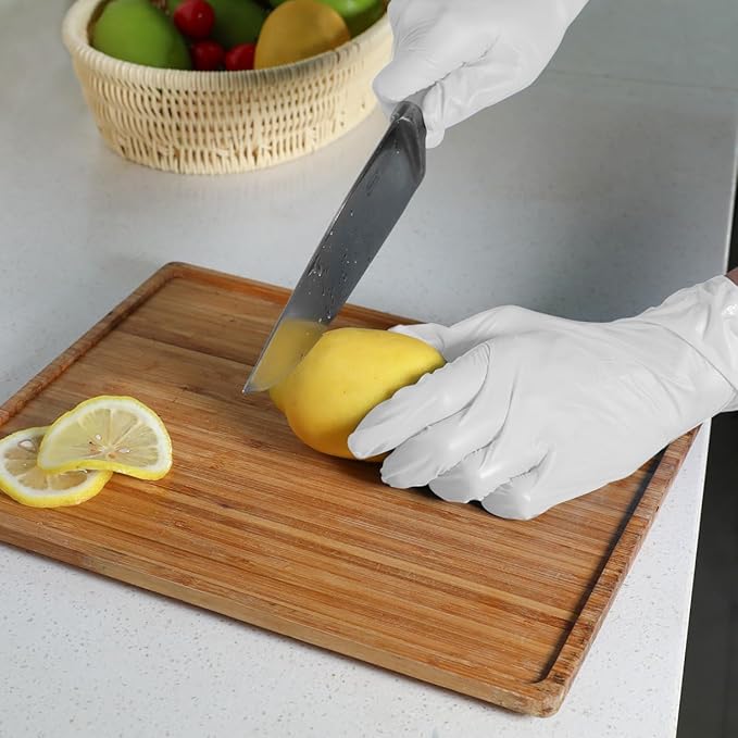 Disposable Gloves Small, Nitrile and Vinyl Blend Material Gloves, Latex Free 4 Mil 200 Pc Food Grade Glove for Cleaning, Food Prep, Hair Dye, Tattoo, White