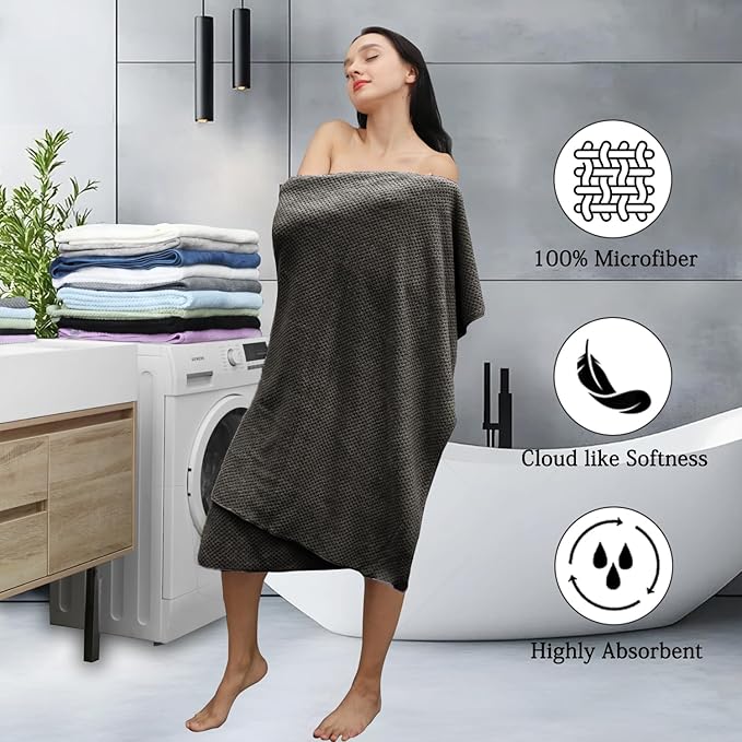 8-Piece Dark Coffee Bath Towels Set,2 Oversized Large Bath Towels Sheet,2 Hand Towels and 4 Washcloths - 600 GSM Soft Luxury Towel Set,Highly Absorbent Quick Dry Towel for Bathroom,Hotel and Spa