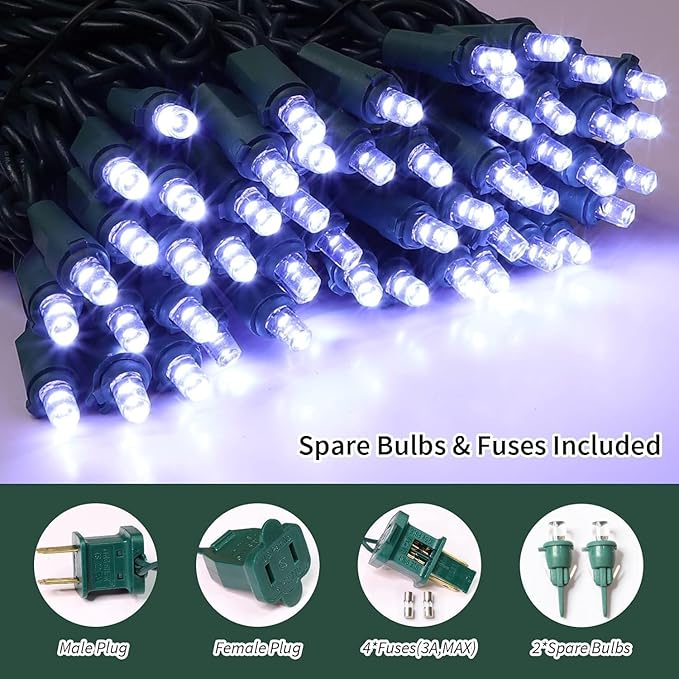 LAMPHOME White Christmas Lights Indoor Outdoor, Connectable String Lights Plug in, Mini White Fairy Light for Patio Dorm Classroom Bedroom Christmas Tree Wedding Party Garland Birthday Festival