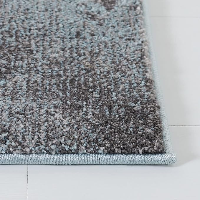 SAFAVIEH Glacier Collection Area Rug - 6'7" Square, Blue & Pink, Modern Abstract Design, Non-Shedding & Easy Care, Ideal for High Traffic Areas in Living Room, Bedroom (GLA125L)