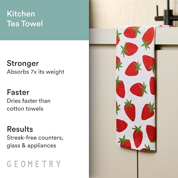 Tea Towels – Spring & Summer Collection – Quick-Dry, Ultra-Absorbent, Reusable Microfiber Kitchen Towels for Drying & Cleaning - Berry Sweet - 1 Pack