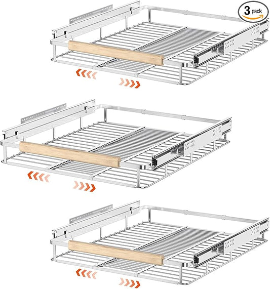 SANNO Pull Out Cabinet Organizer, Sliding Shelf, Pots and Pans Organizer, Expandable Shelf Drawer, Width 12.118.4"