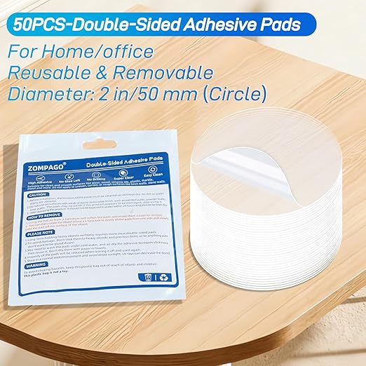 50PCS Heavy Duty Double Sided Adhesive Mounting Circle Tape- Waterproof,Strong Adhesion,Clear, High Strength,No Residue Removability for Hanging,Wall Mounting, Home Decor,Adhesive for Shower
