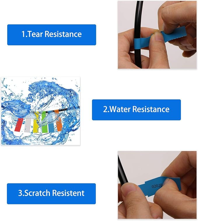 Mini Skater 240 Labels 8 Sheet Colorful Waterproof Cord Labels Tags Write on Stickers Tear Resistant Flexible Works Cord Identification Labels for Laser Printer (8 Sheet (240 Labels))