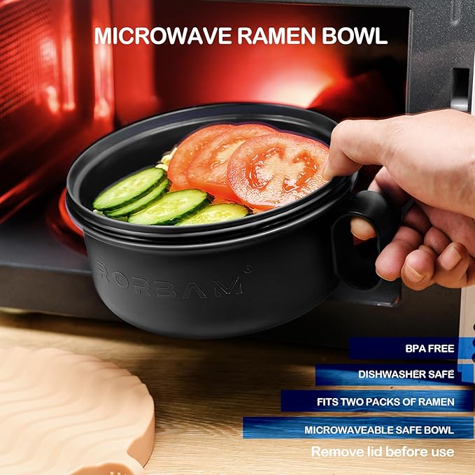 Ramen Cooker,Microwave Ramen Bowl,Noodle Bowl 48 oz,College Dorm Room Essentials for Girls for Boys, Apartment Essentials, Ideal for Home, Office, Dorm, or Gift,BPA-Free. (red)
