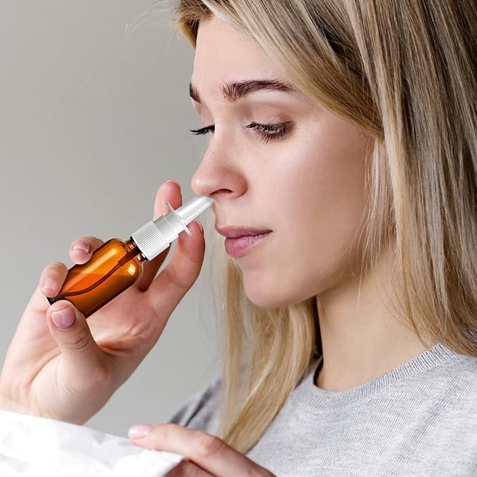 20 Pcs Nasal Spray Bottle, 30ML/1oz 12 Pcs Empty Refillable Fine Mist Glass Nasal Spray Bottle with 4 Funnels and 4 Labels…